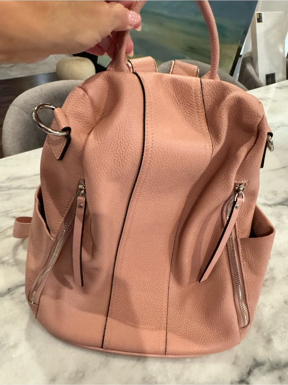 Antitheft Convertible Backpack Purse in Dusty Pink